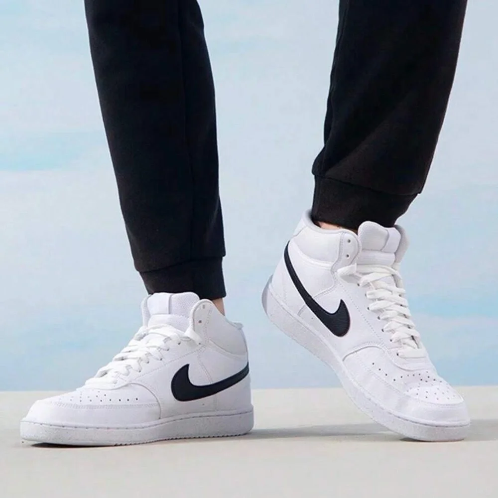 Nike Court Vision Mid Next Nature White Black Sneakers DN3577-101 Men's shoes - Picture 2 of 6